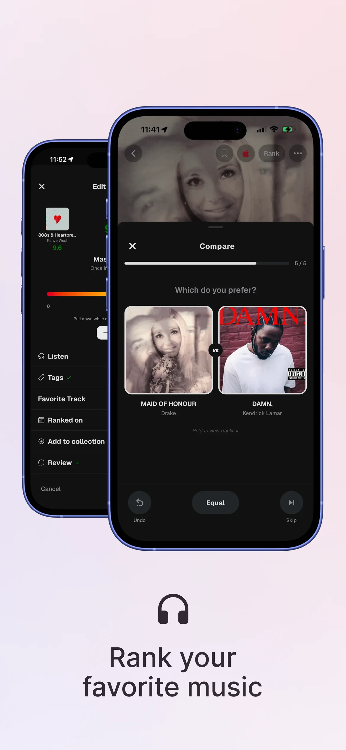 Ranking music on Echo by comparing two albums head to head